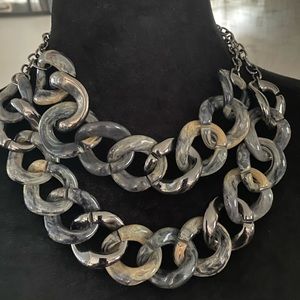 Linea by Louis Dell’Olio Double Chain Link Necklace ( taupe/gunmetal ) EUC